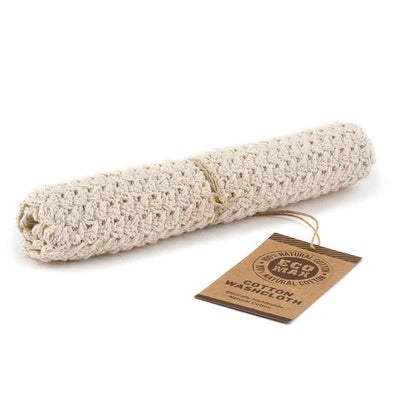 Handmade Cotton Face Cloth Crocheted by Artisans Ethically Made Plastic Free Sustainable Body Care