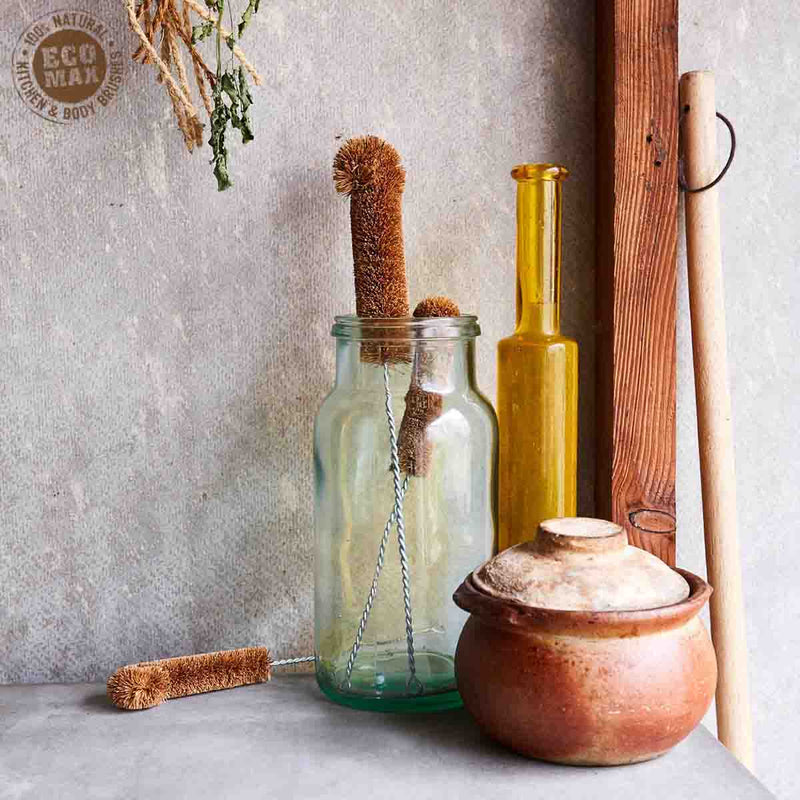 Set of 3 Plant-fibre Bottle Brushes. Plastic-free. Sustainable. Fair Trade. Vegan. Cruelty Free. 