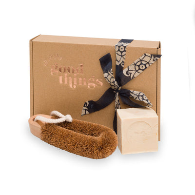 Plastic-free Foot Care Gift Pack | All of the Good Things | Vegan Soap and Coconut Fibre Brush | Plant-based | All Natural